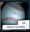 Autographed Baseball Philip Hughes (New York Yankees)