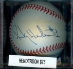 Autographed Baseball Rickey Henderson GAI (Oakland A's)