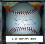 Autographed Baseball Larry Sherry Tri-Star (Los Angeles Dodgers)