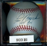 Autographed Baseball Lou Brock-HOF 85-GAI (St. Louis Cardinals)