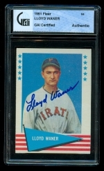 Lloyd Waner Autographed Card (Pittsburg Pirates)