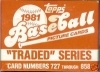 1981 Topps Traded Set