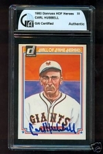 Carl Hubbell Autographed Card (New York Giants)